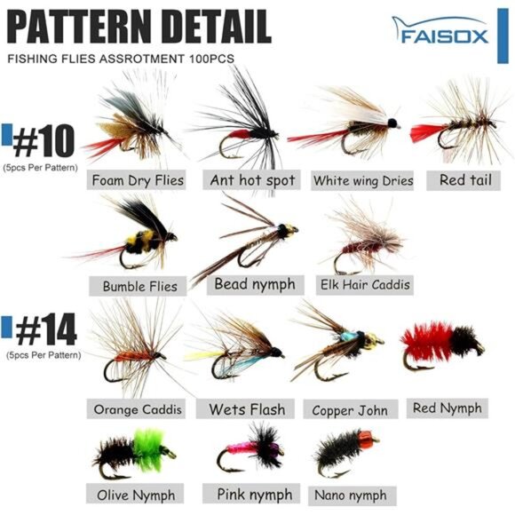 Fly Fishing Flies Assortment Kit Dry Wet Nyphms Tenkara Popper Streamer Woolly - Picture 3 of 7